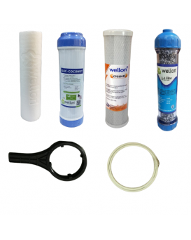 Wellon 5-Stage RO Filter Replacement Kit for All Water Purifiers (Sediment, Pre-Carbon, Post-Carbon, Mineral Cartridge) 